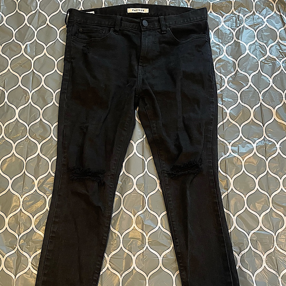 PacSun Black Ripped Stacked Skinny Jeans
